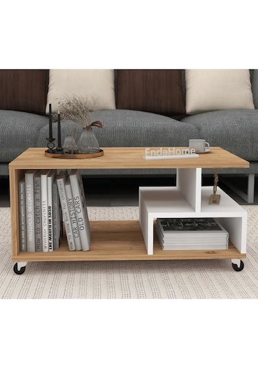 Reyo Home Enda Sultan Tekerli Orta Sehpa 86,5x50 Cm Atlantik Çam