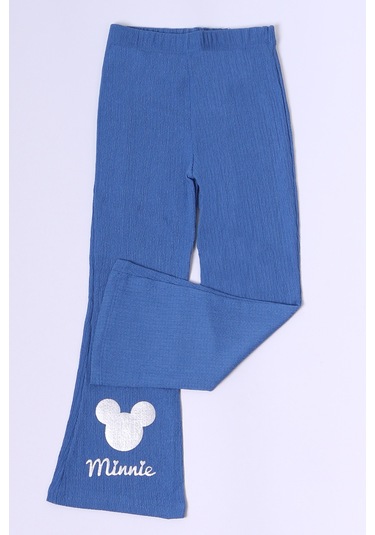 Kız Çocuk Tayt İspanyol Paça Karakter Nakışlı F15 Mavi