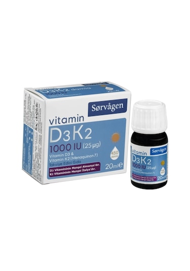Vitamin D3K2 Damla 20 Ml 1000 Iu