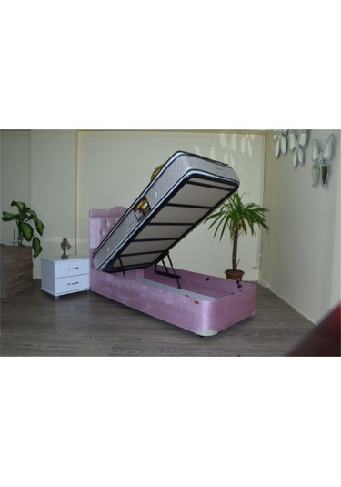 Baza Yatak Başlık Tay Tüyü  Pembe Model Silinir Kapitone başlık Metal Fırın Boya Pamuk kumaş pedli yatak 100*200cm El Yapım