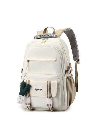 Yucama Oxford Kumaş Su Geçirmez Okul Çantası Büyük Kapasiteli Kız Sırt Çantası - Beyaz Kırmızı - Gri