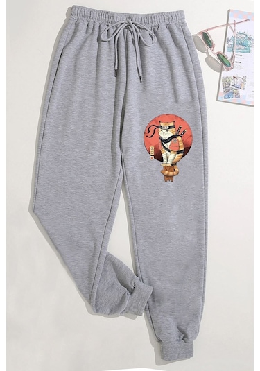 Uyguntarz Unisex Baskılı Eşofman Altı Gri Melanj