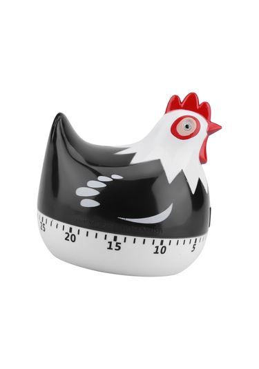 Xindoker Küçük Tavuk Desenli Mekanik Mutfak Zamanlayıcı - 55 Dakika Geri Sayım, Yüksek Sesli Alarm, Pp Malzeme Siyah