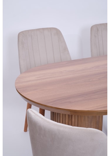 Bohem Milano Lak Panel Yemek Masa Sandalye Takımı 90x170 Ceviz