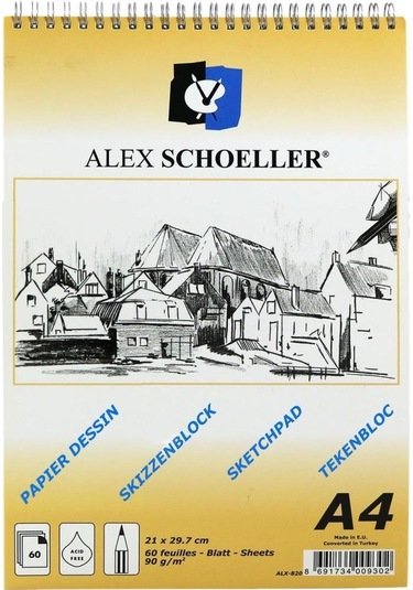 Alex Schoeller A4 Spiralli Eskiz Defteri 60 Yaprak 90 Gram