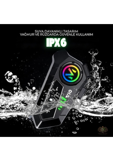 Y10 Kask Kulaklık Interkom Rgb Işıklı Motosiklet İnterkomu