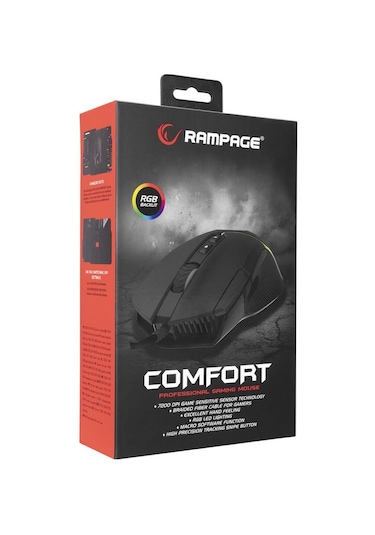 Rampage Smx-g39 Comfort Usb 8 Makro+extra Atış Tuşlu Rgb 12800 Dpı Gaming Oyuncu Mouse Rampage -