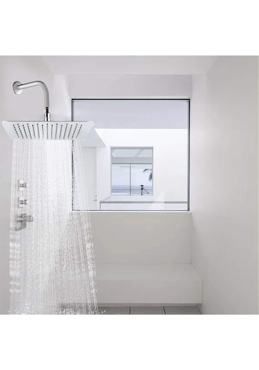 Lemestar 8 İnç İnce Kare Desenli Paslanmaz Çelik Duş Başlığı - Yüksek Basınçlı, Kendini Temizleyen, Korozyona Dayanıklı Bağlantı Çubuğu Yok Diğer