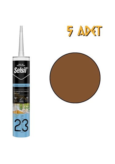 Selsil Yağmura Dayanıklı Silikonize Mastik Altın Meşe 485 Gr. - 5 Adet