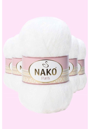 5 Adet Paris El Örgü ipi Yünü Beyaz 208 RYL-5ARNKPRS208