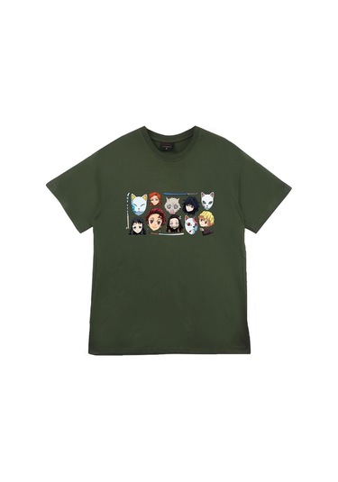 Damon Slayer Anime Baskılı Tshirt Çok Renkli