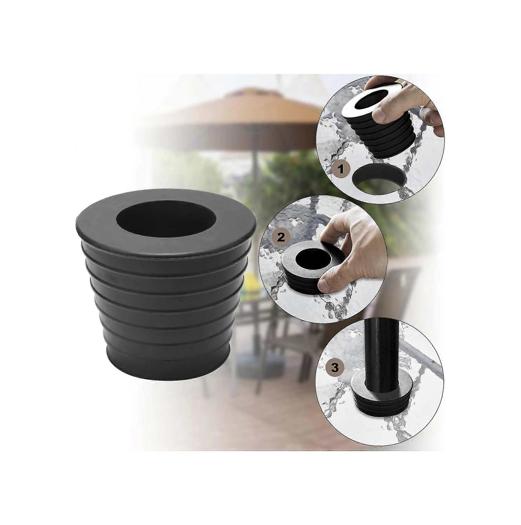 Şemsiye Konisi Kama Ve Masa Şemsiyesi Delik Halkası Tıkacı Ve Kapak Seti, Veranda Şemsiyesi İçin, 1,5 İnç Veya Daha Küçük Şemsiye Direği Çapı İçin İdeal Siyah Çok Renkli