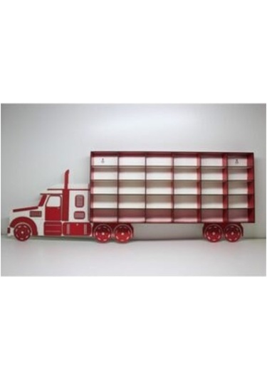 Belinayçocukdünyası Ahşap Tır Model Oyuncak Araba Rafı 30-Kırmızı