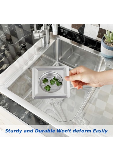 Skycity 11.5 Cm Kare Delikli Paslanmaz Çelik Mutfak Lavabo Filtresi, Su Tüketimini Engelleyen Depolama Aleti Gümüş