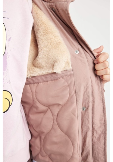 Defacto Kız Çocuk Çıkarılabilir Suni Kürk Yaka Kapüşonlu Parka C8515a824aubr320 Bordo