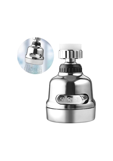 Filtreli Krom 3 Fonksiyonlu Oynar Musluk Başlığı - 360 Derece Dönebilen Krom