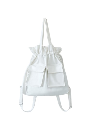 Lebıhmurah Wbp1645 Yeni Stil Kanvas Çanta Kadın Omuz Sırt Çantası Büyük Kapasiteli Sırt Çantası Öğrenci Sırt Çantası Beyaz Kahverengi