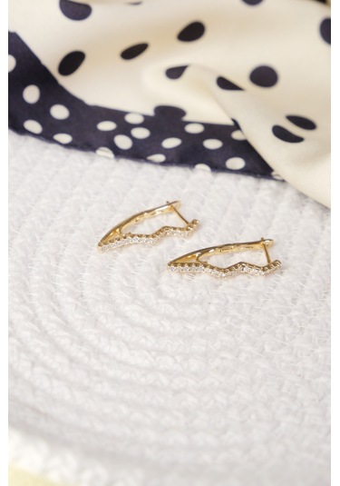 Lekka Design Zirkon Taşlı Zikzak Kararmaz Lüks Kadın Küpe Çok Renkli