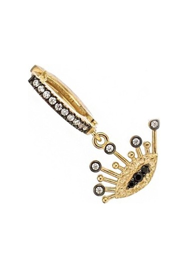 Göz Gümüş Küpe 925 Ayar, Altın Kaplama, Zirkon Taşlı Altın