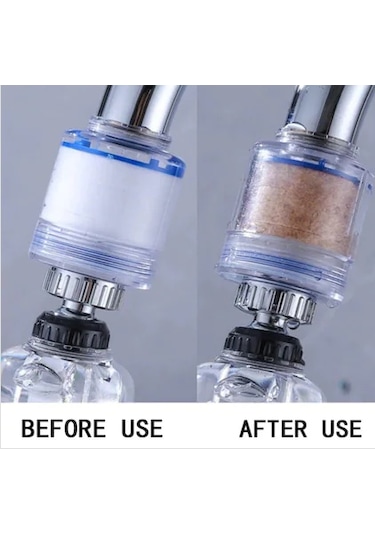 3 Fonksiyonlu Filtreli 360 Derece Döner Musluk Başlığı Şeffaf