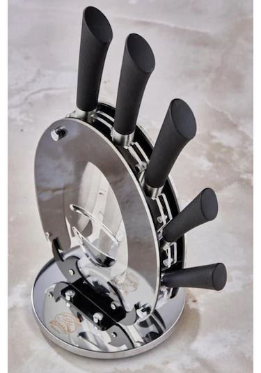 Cooker Bloklu 6 Parça Çelik Bıçak Seti - Siyah - Ckr1373 Siyah