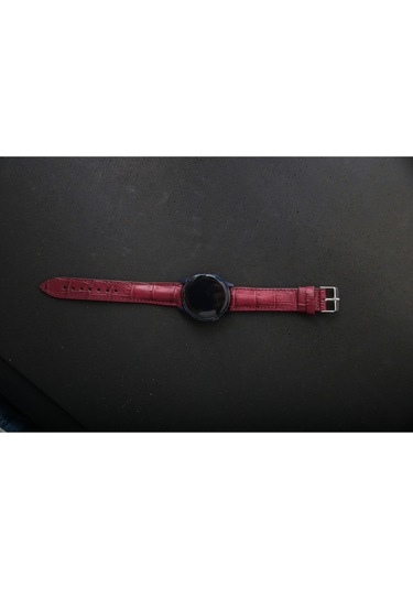 Hakiki Deri 20mm Akıllı Pimli Saat Kordonu Bordo