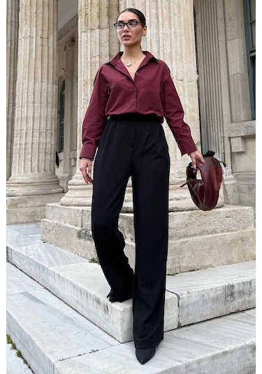 Madmext Bordo Basic Kadın Gömlek Mg2355 Bordo