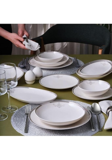 Güral Porselen Camelia 54 Parça 12 Kişilik Yemek Takımı - 65781 Bej