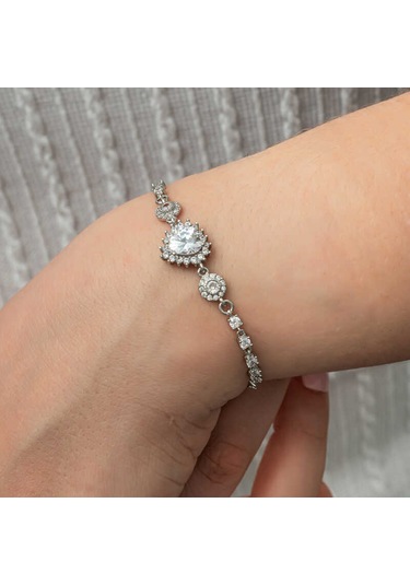 Blackcraft 925 Ayar Gümüş Kalpli Su Yolu Kadın Bileklik Bc-052bc2 Renkli