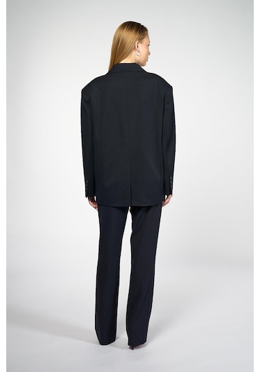 Thalure Kadın Lacivert Oversize Blazer Lacivert