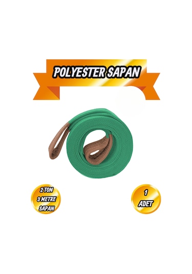 Sapan Polyester Spanzet 2 Ton 3 Metre Yeşil Renk Sağlam Yük Kaldırma İndirme Halat