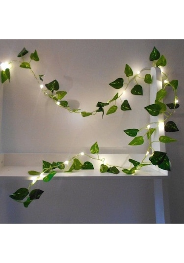 Yeşil Yapraklı 2 Metre Yapay Sarmaşık Peri Led Işık 3 Metre