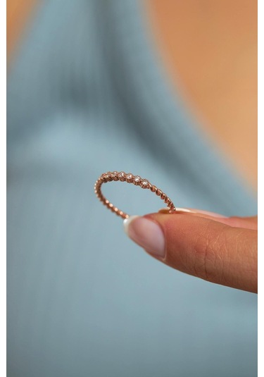 Zirkon Taşlı Rose Ayarlanabilir Minimal Gümüş Yüzük