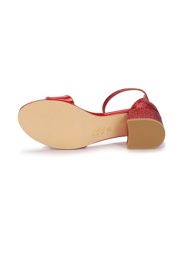 Kiko Kids 768 Ayna Kum Günlük Kız Çocuk 3 CM Topuklu Sandalet Ayakkabı Kırmızı 001