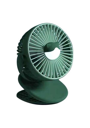 Pazly Taşınabilir Usb Fan - Mini Masa Fanı, Klip Şarjlı, 3 Hız + Gece Lambası, Yeşil Yeşil