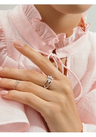 Fly Jewelry 925 Ayar Gümüş Kübik Zirkon Taşlı Yüzüğü 254550643 Gri