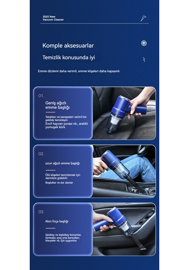 El Tipi Mini Ev Kablosuz Araç Süpürgesi-beyaz 05