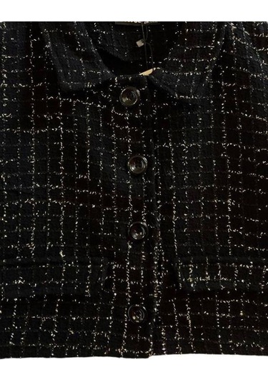 Kız Çocuk Tüvit Kumaş Simli Yelek-15051 Siyah