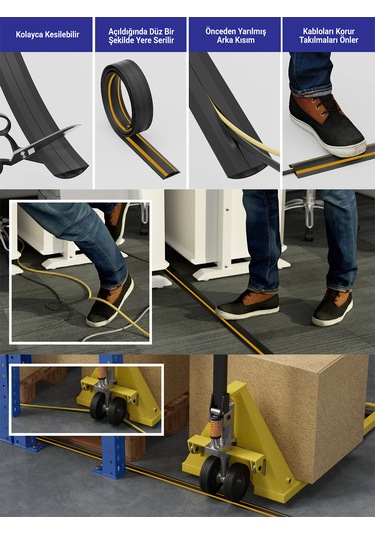 Greentech Esnek Kablo Kanalı Şeritli Siyah / Gt-kk08