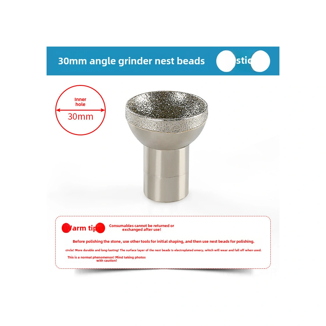 Skycity Kömürlü Taş, Bal Wax Ve Jade Taşları İçin Elektroplated Elmas Kaplı Yuvarlak Kesici Ucu - 30mm Köşe Freze Taş Heykelcilik Aleti