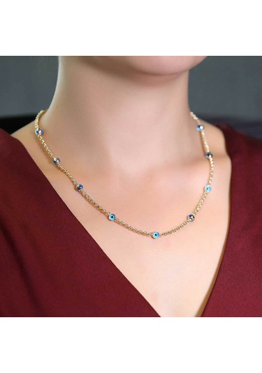 Altınbeyi Doçlu Göz Boncuklu Kolye 14 Ayar Altın 6.50 Gram