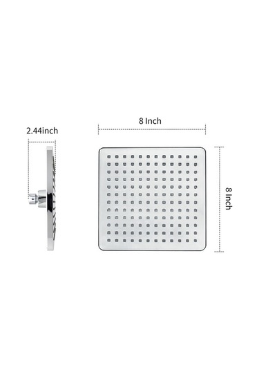 Ulzyvf 8 İnç Kare Yağmur Duş Başlığı - Yüksek Basınçlı, Paslanmaz Krom, Su Tasarruflu, Tıkanmaz Nozullu Gümüş Gümüş