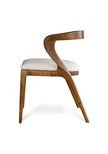 Akrep Beyaz Kumaş Ceviz Ahşap Sandalye