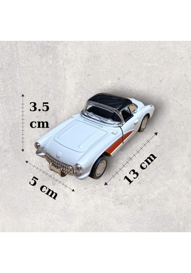Nostaljik Metal Çek Bırak Beyaz 1957 Chevrolet Corvette Araba Kapılar Açılır Diğer