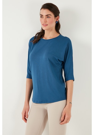 Lela Bisiklet Yaka Truvakar Kol Bayan Bluz 5861416Y Indigo