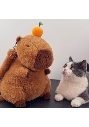 Fastbuy Küçükler İçin Yumuşak Kapybara Figürlü Çift Omuzlu Çanta, Askılı Kayışlı Canlı Desenli Gündelik Çantamız Çok Renkli Çok Renkli