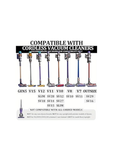 Honeybeeshop 6 Adet  Gen 5 V15 V12 V11 V10 V8 V7 Absolute Aksesuar Kiti Vakum Temizleyici Fırça Süper Büyük Puf Döndürme Mattress Algılama