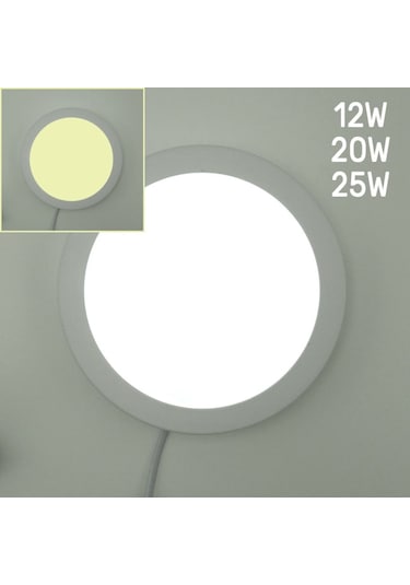 Yuvarlak Sıva Üstü Led Panel Armatür Trafolu Beyaz Gün 12/20/25W Beyaz