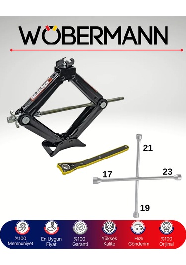Wöbermann Makas Kriko + 4 Uçlu Bijon Anahtarı Seti 1.5 Ton Kapasite  Ürün