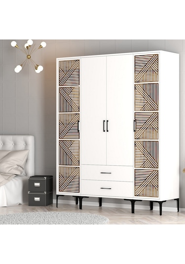 Variant Kumsal 4 Kapılı Ptp Gardrop - Beyaz / Beyaz